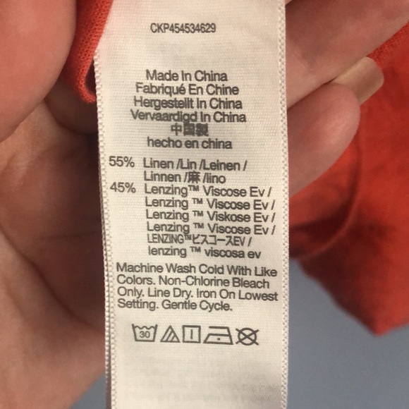 ⭕️ PRICE FIRM Madewell Size XS Orange Linen Blend Ruffle Top - Picture 5 of 5